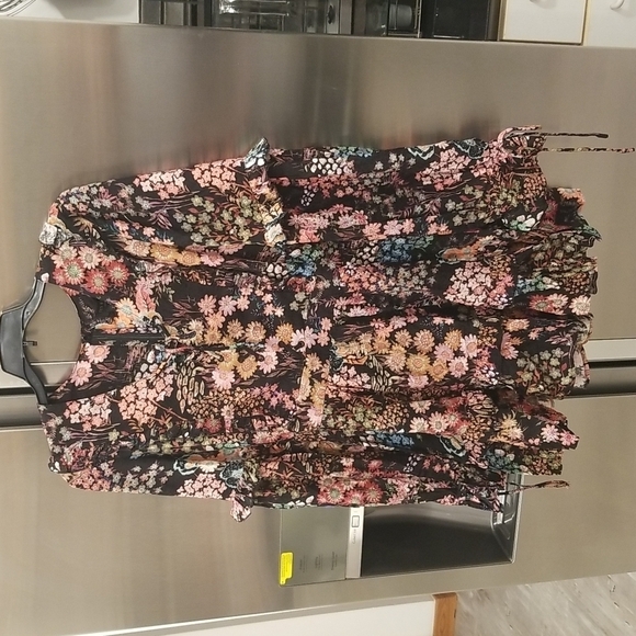 💕TED BAKER💕 Hendria Ruffled Crepe Mini Dress ~ Black Floral Print 4-6 US NWT - Picture 11 of 16